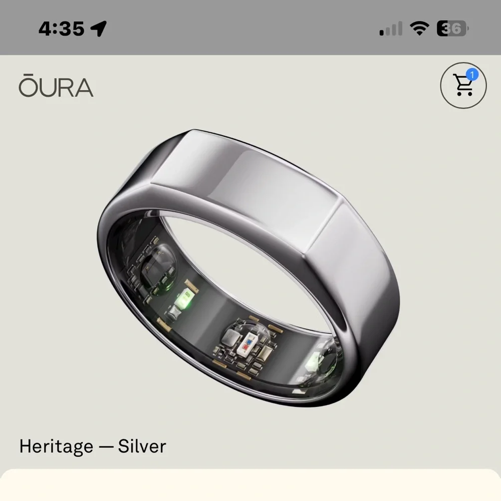 Oura Ring Generation 3 Heritage Silver Size 8
